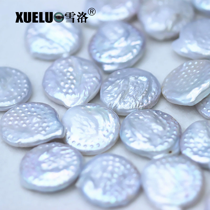  15-18mm Big Baroque Coin White Freshwater Loose Pearls Beads(XL110030)