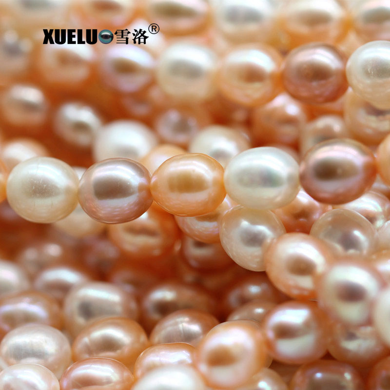 8-9mm Multicolor Oval / Rice Shape Natural Cultured Freshwater Pearl Strings(XL180019)