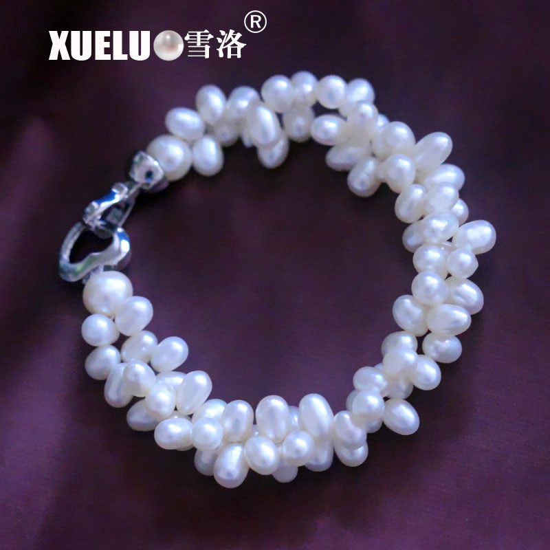 Fashion Double Strands Real Cultured Fresh Water Pearl Bracelet Jewelry(XL150128)
