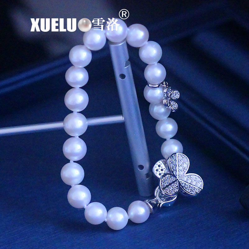 Fashion Pearl Jewelry Gorgeous Round Genuine Natural Cultured Freshwater Pearl Bracelet(XL150123)