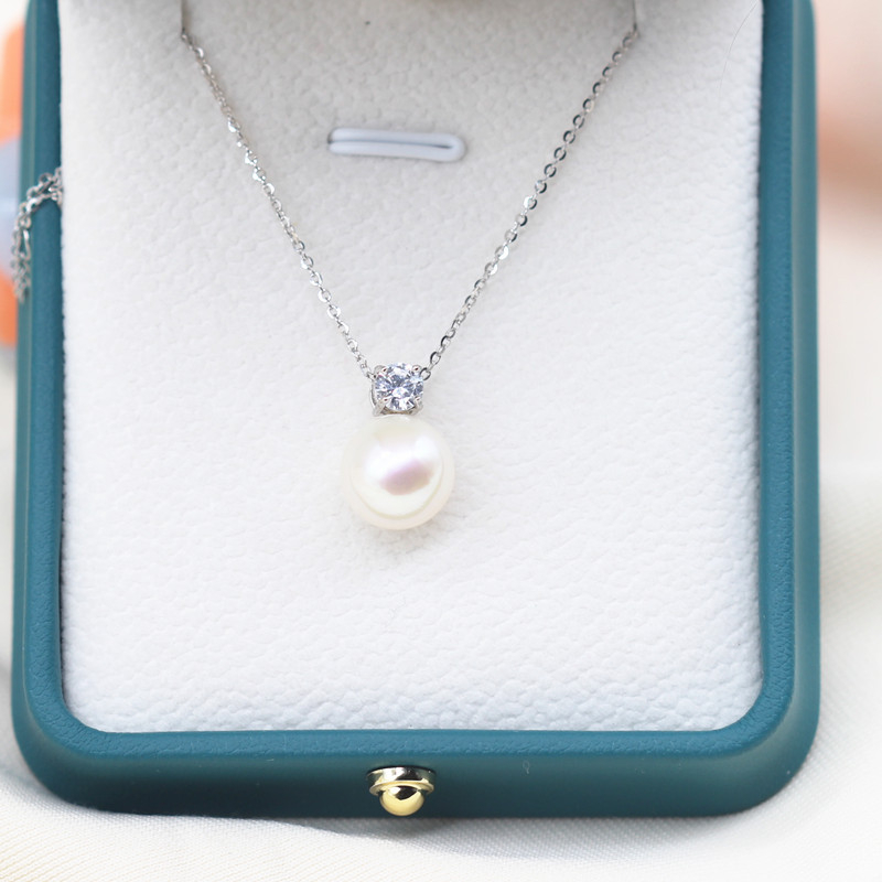 925 Sterling Silver Freshwater Pearl Pendant Necklace（XL120103)