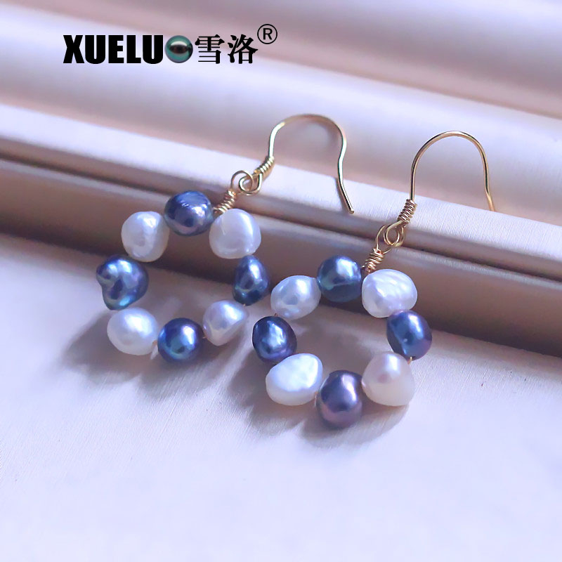 Fashion Genuine Baroque Chinese Cultured Freshwater Drop Pearl Earrings (XL140171)