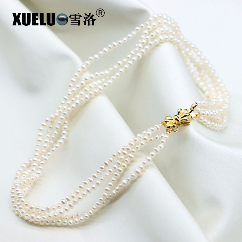 Fashion Multi Strands Small Natural Cultured Freshwater Pearl Necklace (XL120079)