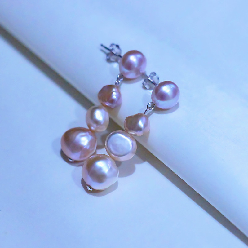 Fashion Baroque Freshwater Nugget Pearl Stud Earrings (XL140156)