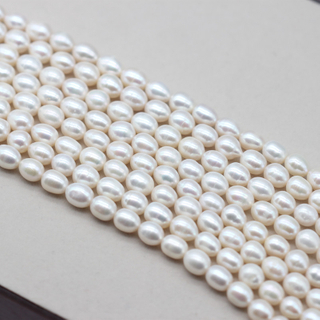 8-9mm Medium Quality Rice/Oval Shape Cultured Fresh Water Pearl Strings (XL180123) 