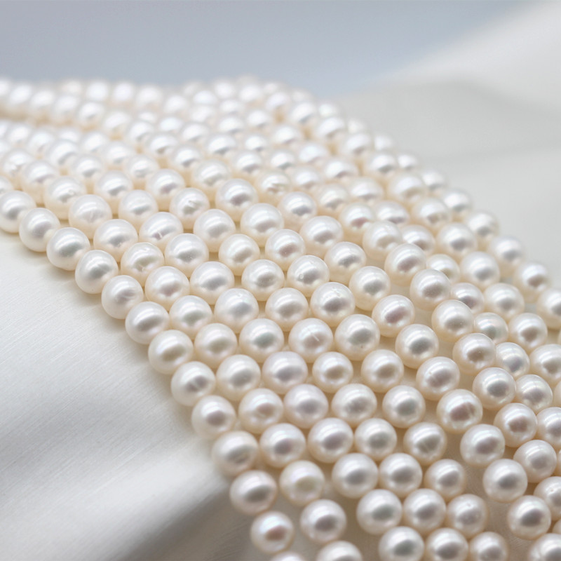 7-8mm Round Real Natural Cultured Freshwater Pearl Strings Wholesale (XL180113) 