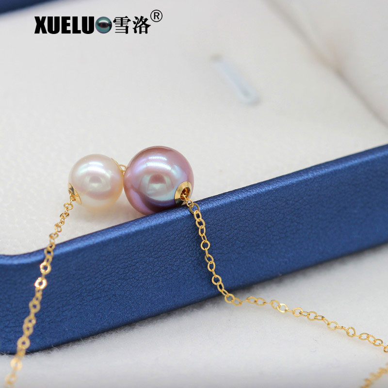 Sterling Silver Jewelry Gorgeous Natural Round Cultured Freshwater Pearl Necklace (XL120071)