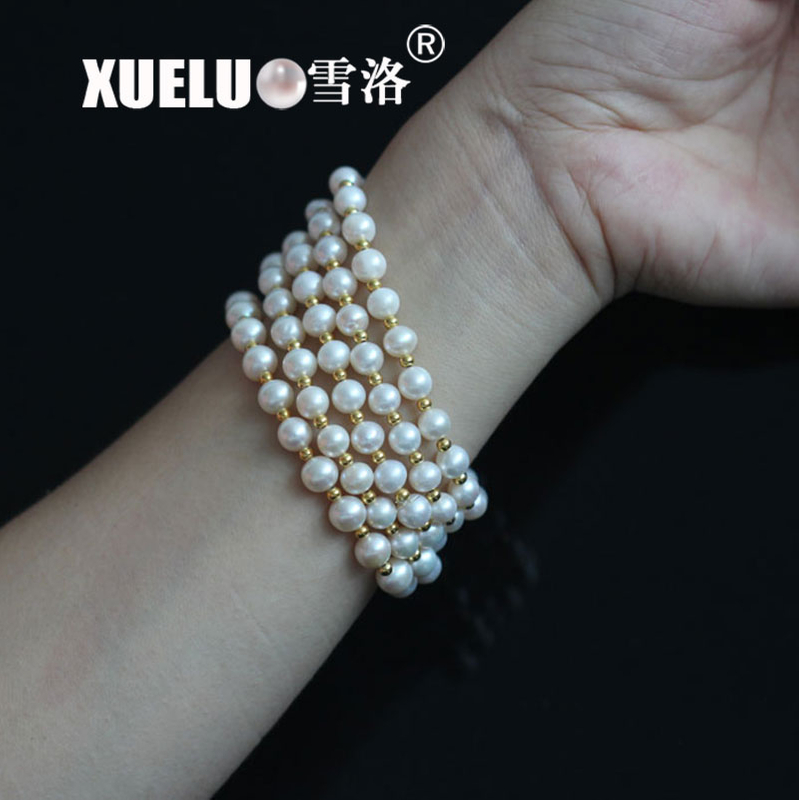 Fashionable Stretch Round Chinese Cultured Freshwater Pearl Bracelet (XL150063)