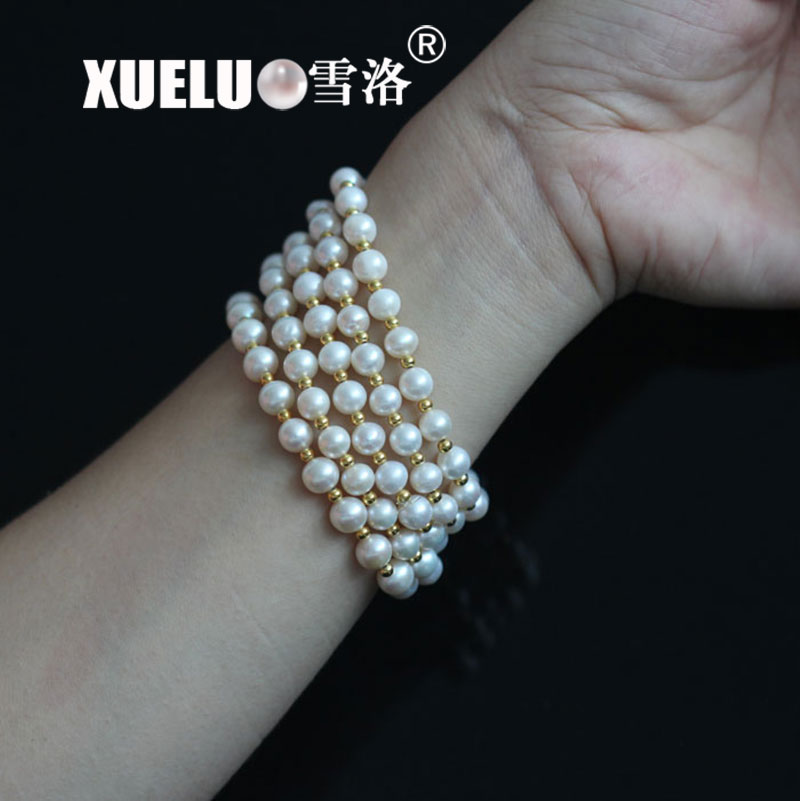 Fashionable Stretch Round Chinese Cultured Freshwater Pearl Bracelet (XL150063)