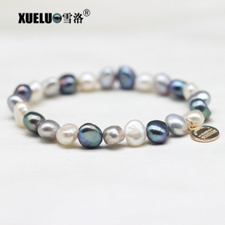 Fashion Sweat Charms Baroque Natural Genuine Cultured Freshwater Pearl Bracelet (XL150147)