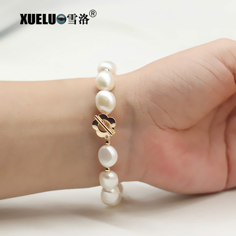 Fashion Genuine Natural Real Cultured Freshwater Baroque Pearl Bracelet Jewelry Wholesale(XL150144)