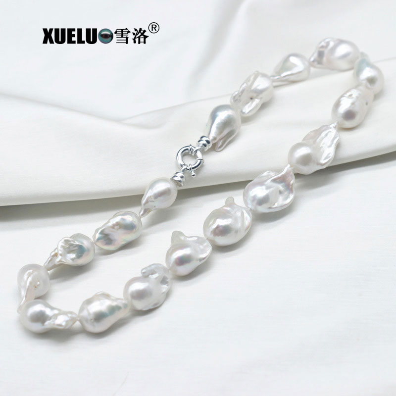 15-17mm AAA Natural Nucleated Baroque Freshwater Pearl Choker Necklace (XL120068)
