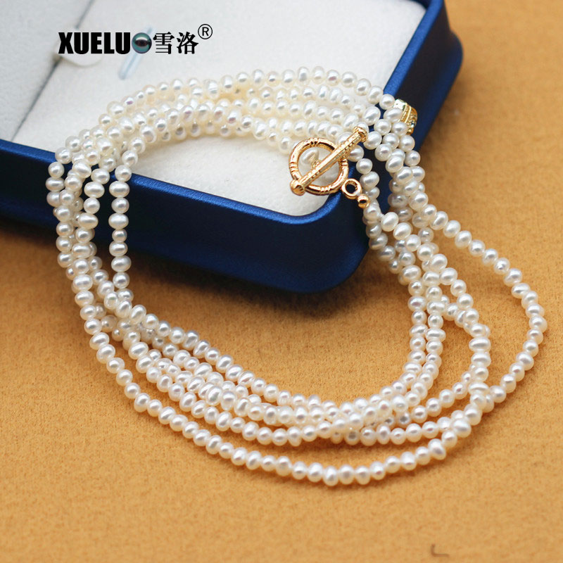 Fashion Long Small Potato Round Natural Freshwater Pearl Necklace (XL120076)