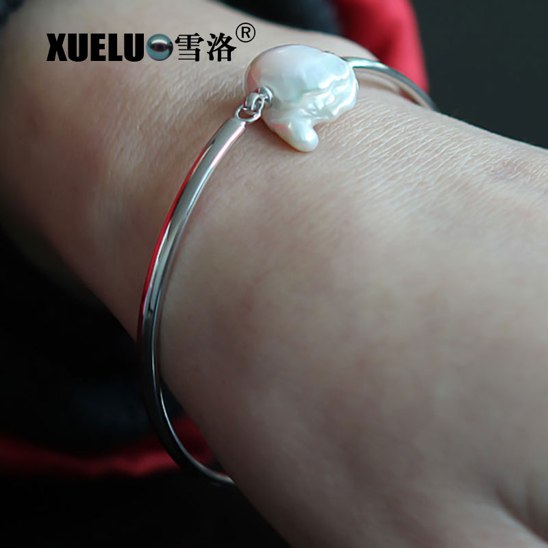 925 Sterling Silver with Freshwater Baroque Pearl Bracelet(XL150045)