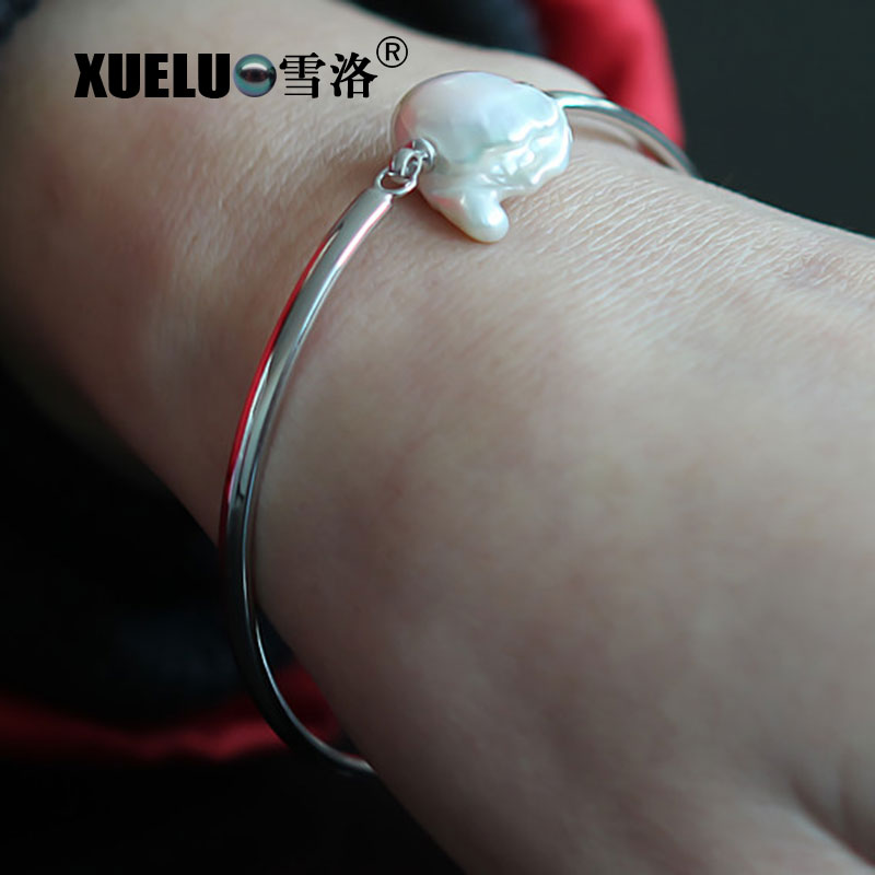 925 Sterling Silver with Freshwater Baroque Pearl Bracelet(XL150045)