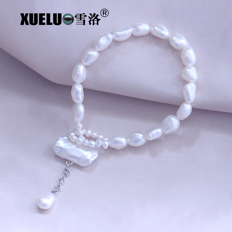 Fashion Gorgeous Baroque Natural Real Cultured Freshwater Pearl Bracelet Jewelry(XL150133)