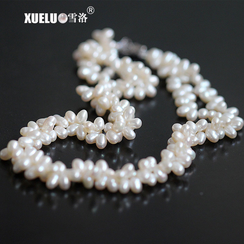 4-5mm Potato Round AAA Quality Double Strands Freshwater Pearl Necklace(XL120091)