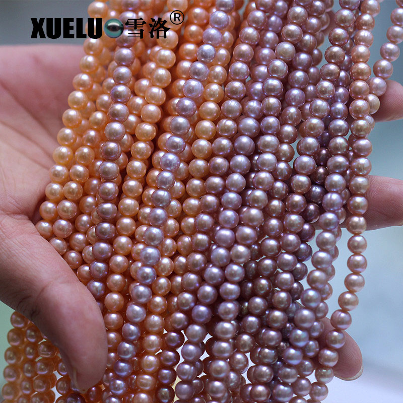  5-6 mm Cheap Pearl Round Natural Cultured Freshwater Pearl String Material (XL180089) 