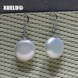 13-14mm Coin Baroque Natural Cultured Freshwater Pearl Earrings (XL140015)