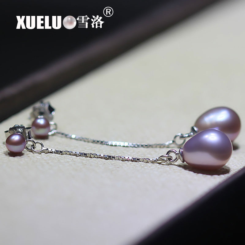 Fashion Double Pearls Natural Cultured Freshwater Pearl Earrings (XL140035)