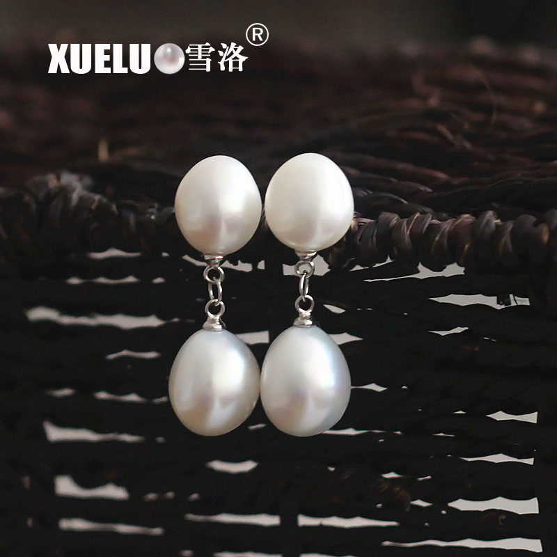 Fashion Double Baroque Natural Cultured Freshwater Pearl Earrings (XL140074-2)