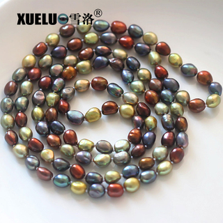 Fashion Multi Color Long Sweet Genuine Cultured Freshwater Pearl Necklace (XL120033) 