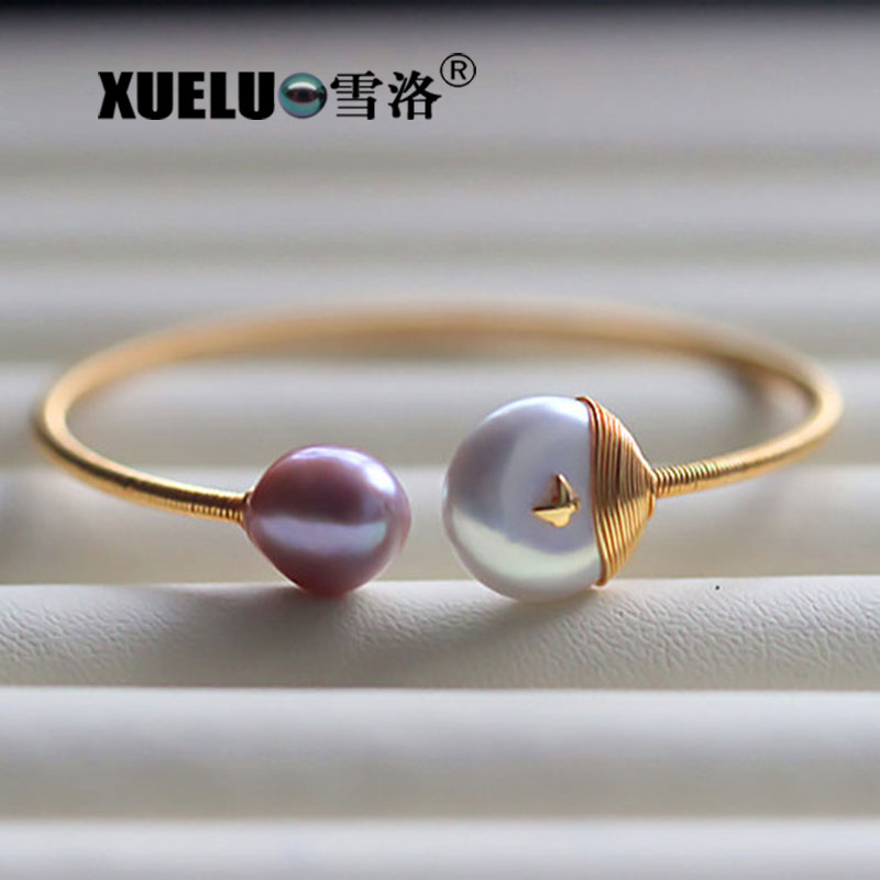 14K Gold Plated Fashionable Baroque Chinese Cultured Freshwater Pearl Bracelet (XL150100)
