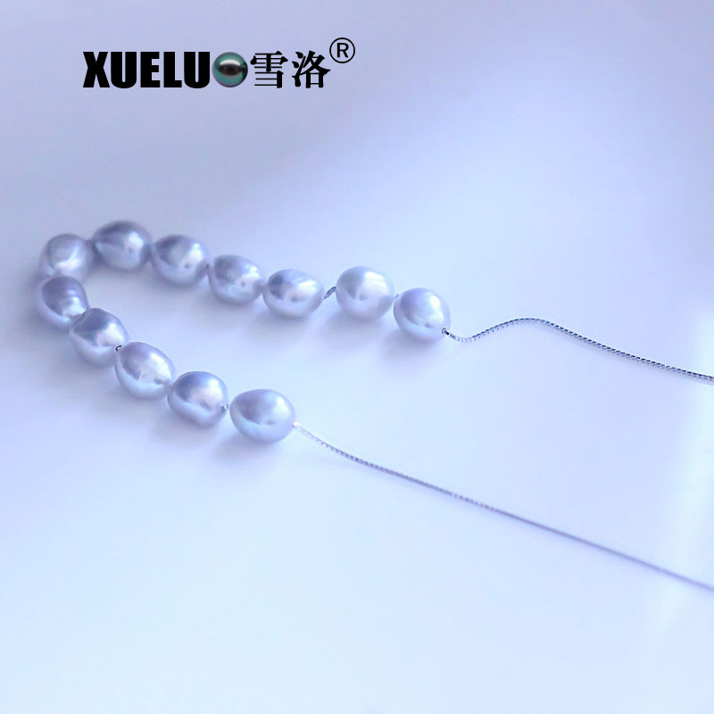 Sterling Silver Jewelry Natural Baroque Cultured Freshwater Pearl Necklace (XL120062)