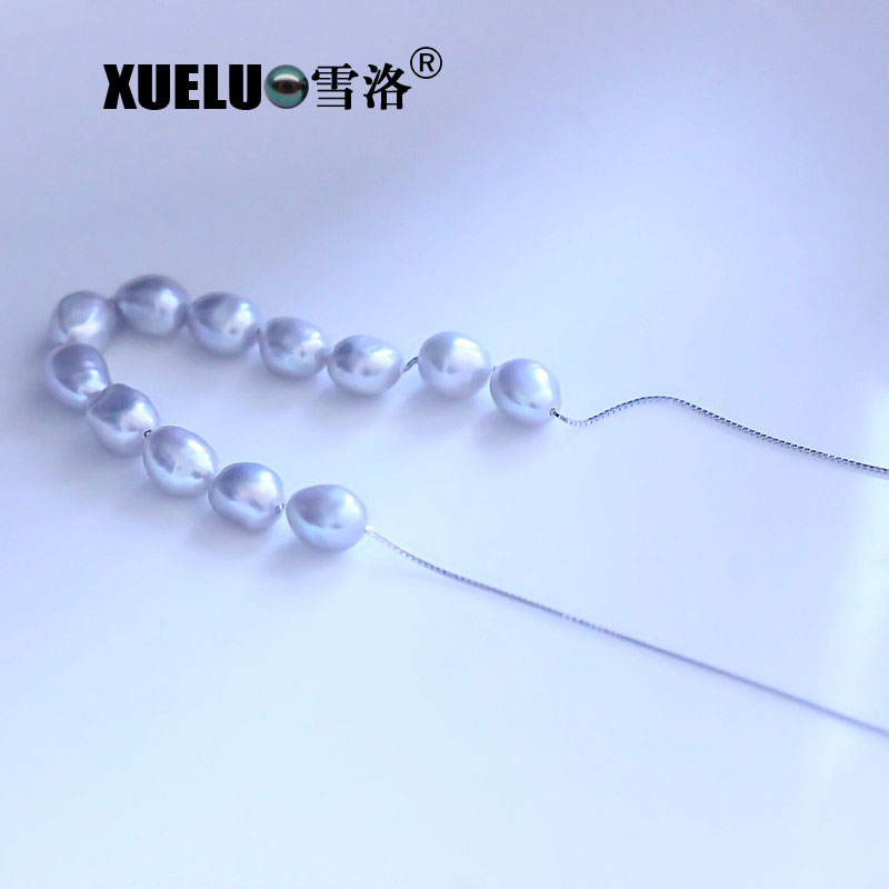 Sterling Silver Jewelry Natural Baroque Cultured Freshwater Pearl Necklace (XL120062)