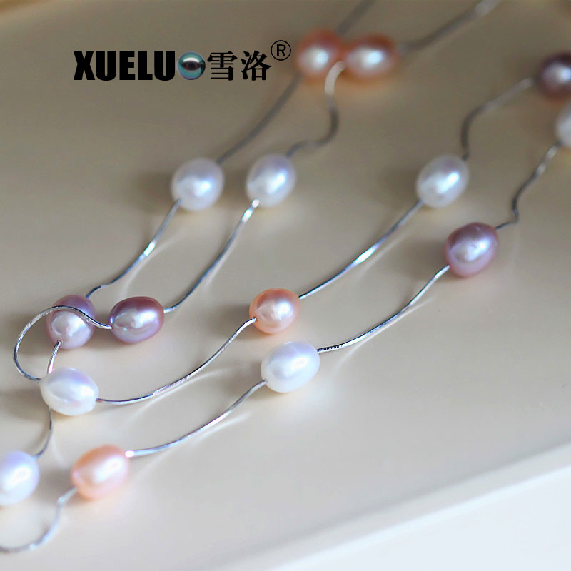 Sterling Silver Jewelry 90cm Long Cultured Freshwater Pearl Necklace (XL120055)