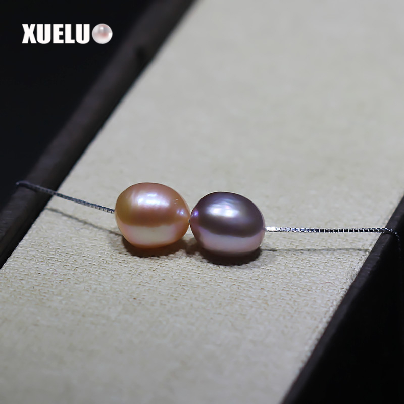 925 Sterling Silver Multi-color Baroque Lucky Bead Necklace（XL120010)