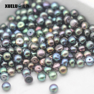 Button Shape Peacock Black Loose Freshwater Loose Pearls Wholesale (XL110063)