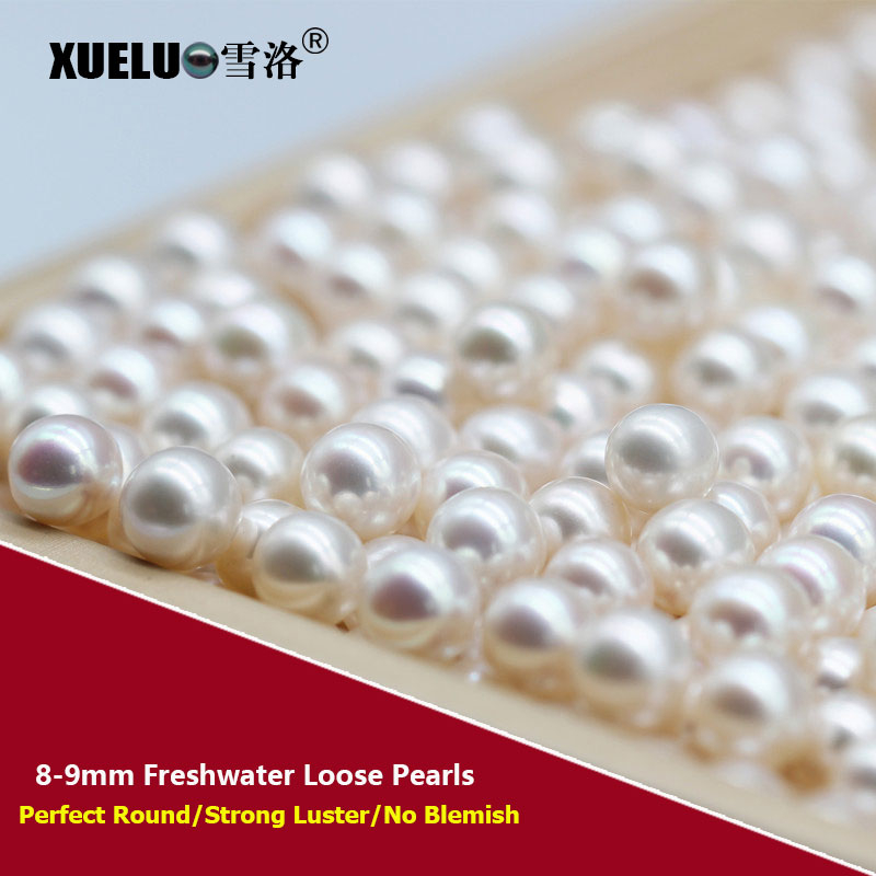 8-9mm AAAA Round Cultured Normal Freshwater Loose Pearls (XL110048)