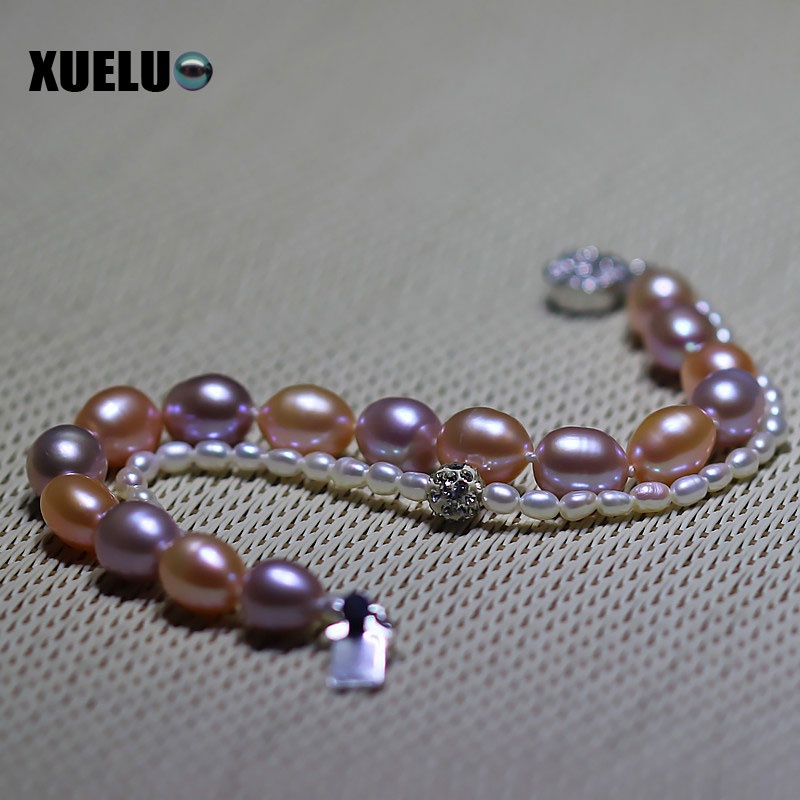 Fashion Double Strands Natural Genuine Cultured Freshwater Pearl Bracelet Wholesale(XL150001)