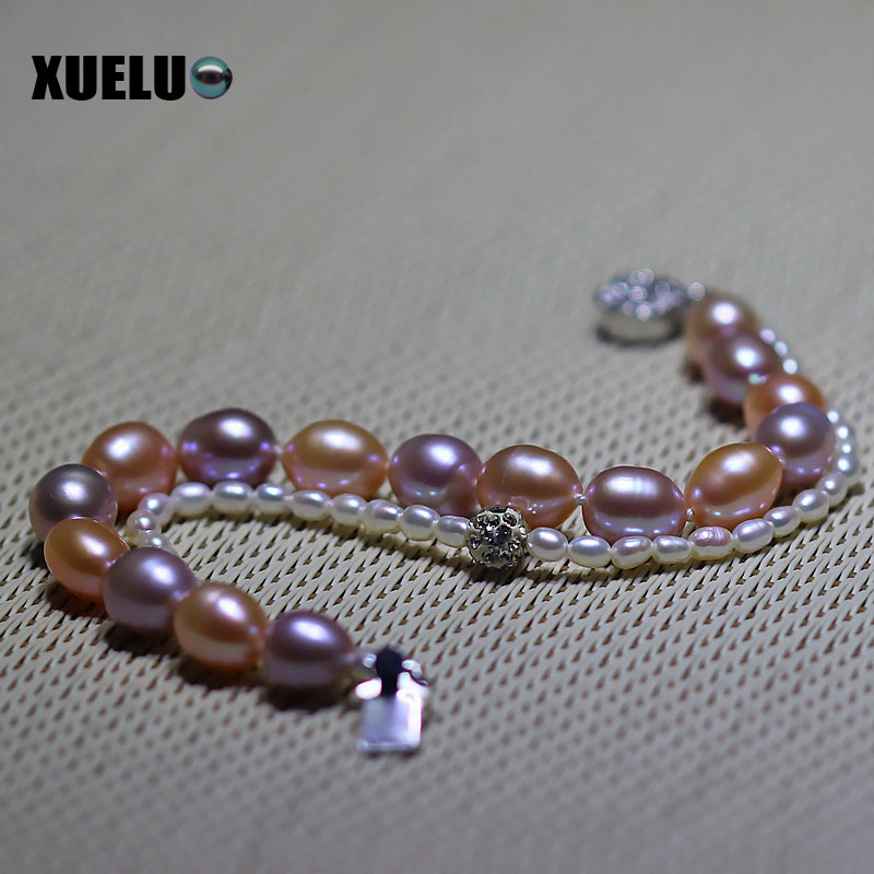 Fashion Double Strands Natural Genuine Cultured Freshwater Pearl Bracelet Wholesale(XL150001)