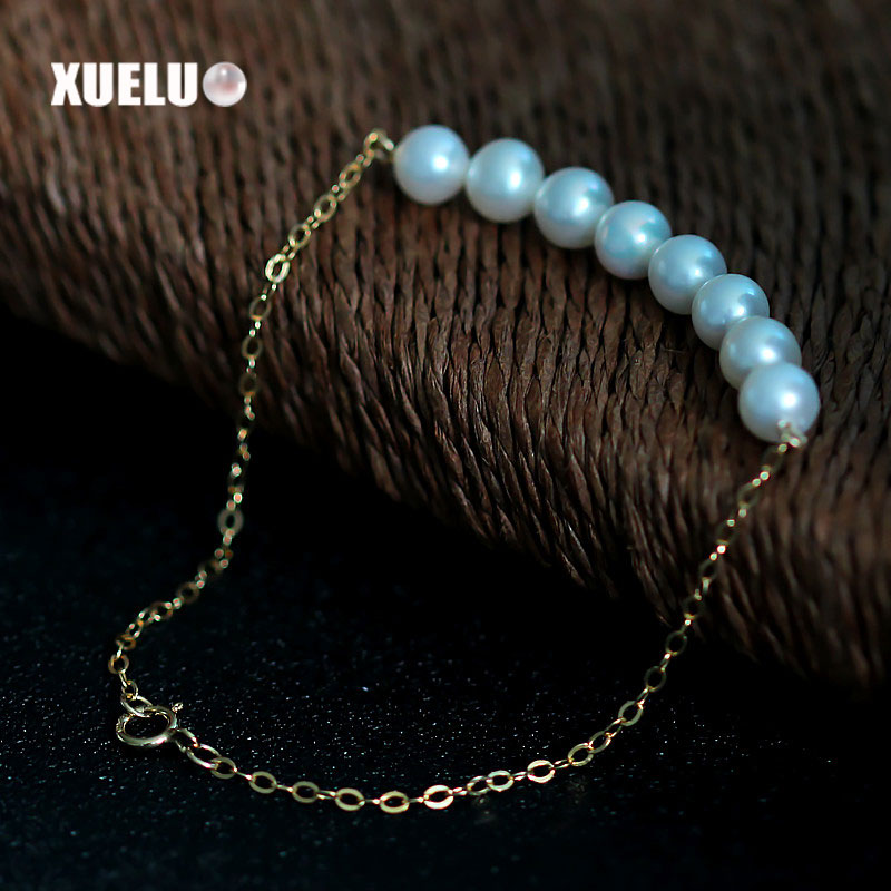 925 Sterling Silver Real Natural Cultured Freshwater Pearl Bracelet Jewelry(XL150002)