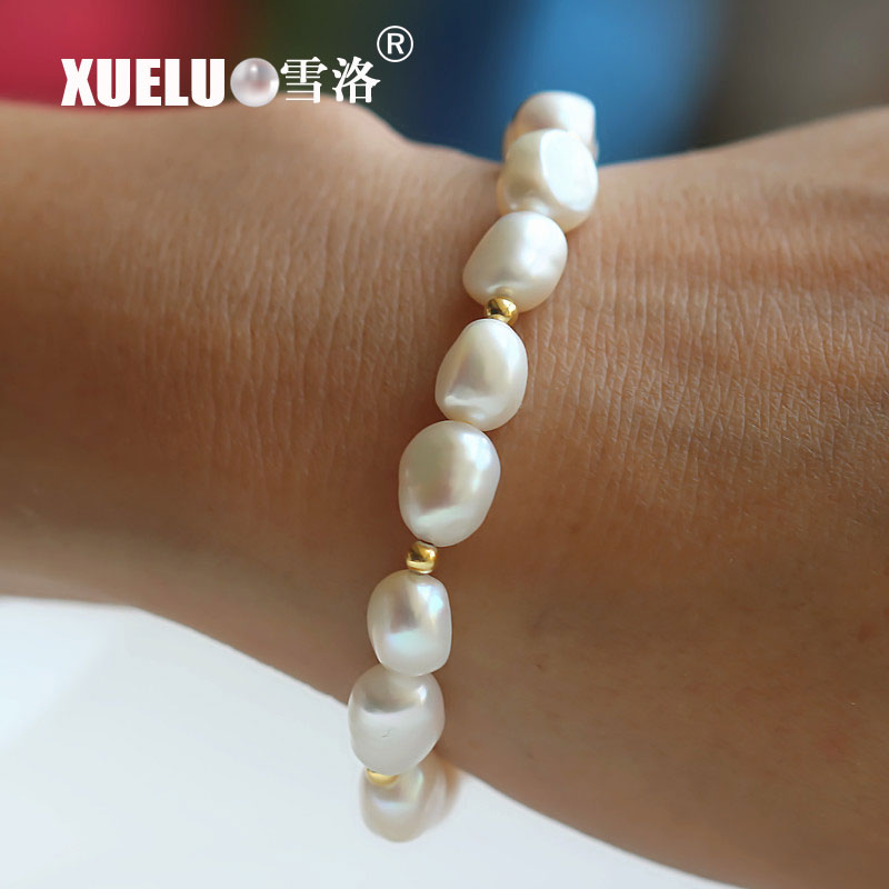 Fashion Elastic Real Natural Cultured Baroque Freshwater Pearl Bracelet(XL150008)