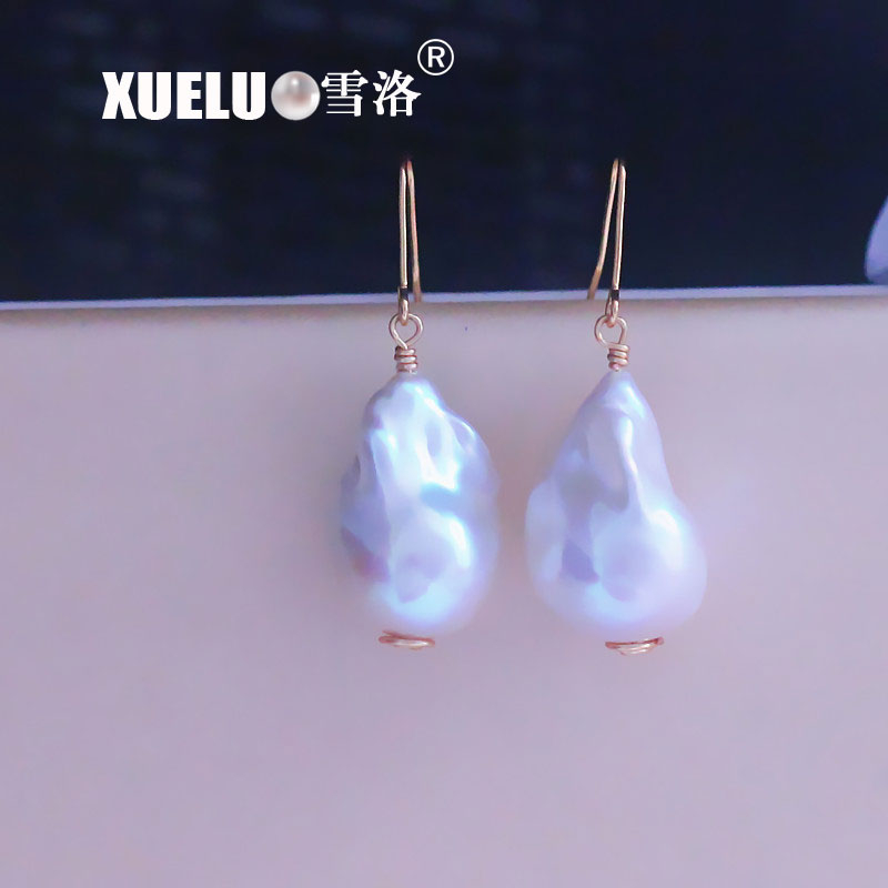 Xueluo Fashion Gorgeous Natural Baroque Nucleated Freshwater Pearl Drop Earrings for Wholesale(XL140167)