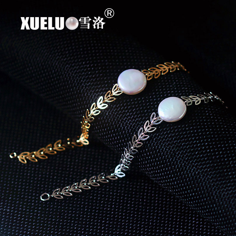 Fashion Real Natural Cultured Freshwater Coin Baroque Pearl Bracelet(XL150011)