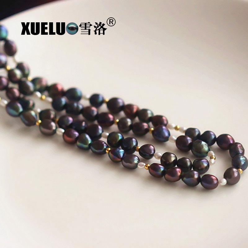 Longest Black Fashion Freshwater Pearl Necklace(XL120035)