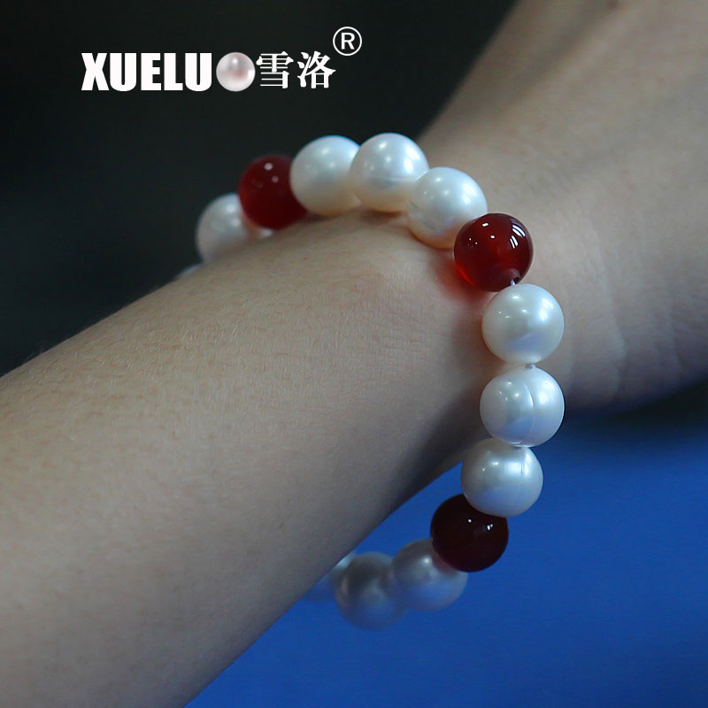 8-9mm Round Natutral Chinese Cultured Freshwater Pearl Bracelet (XL150084)