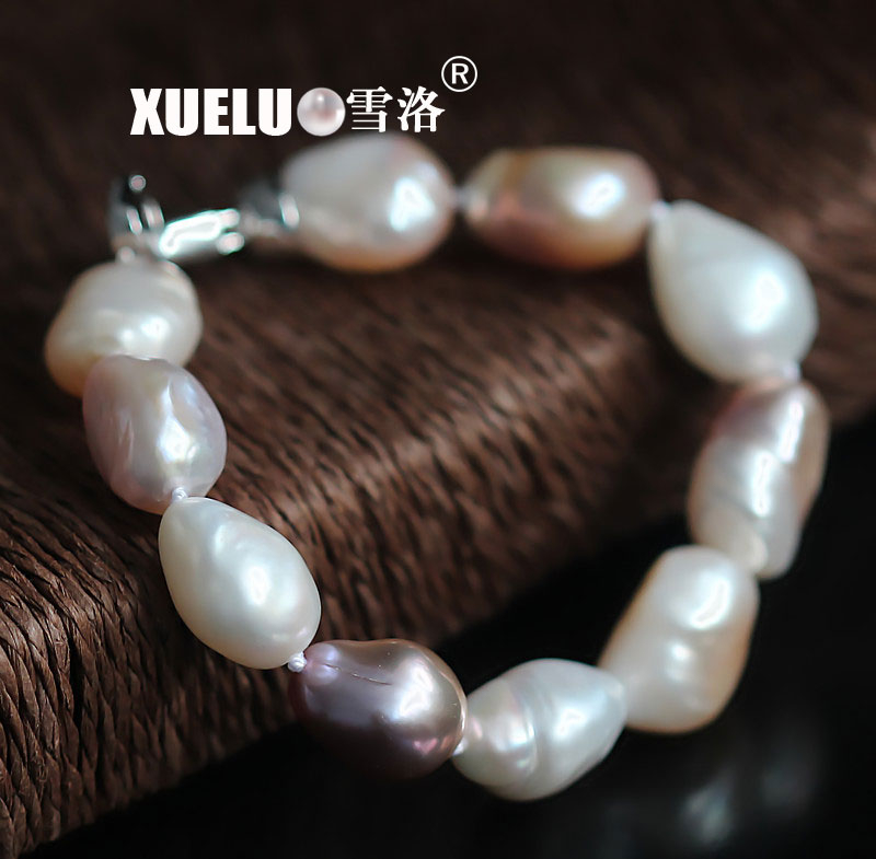 9-10mm Multicolor Baroque Chinese Cultured Freshwater Pearl Bracelet (XL150061)