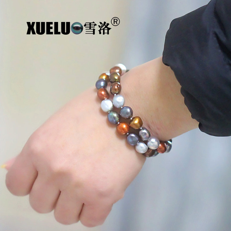 Double Strands Baroque Chinese Cultured Freshwater Pearl Bracelet (XL150093)