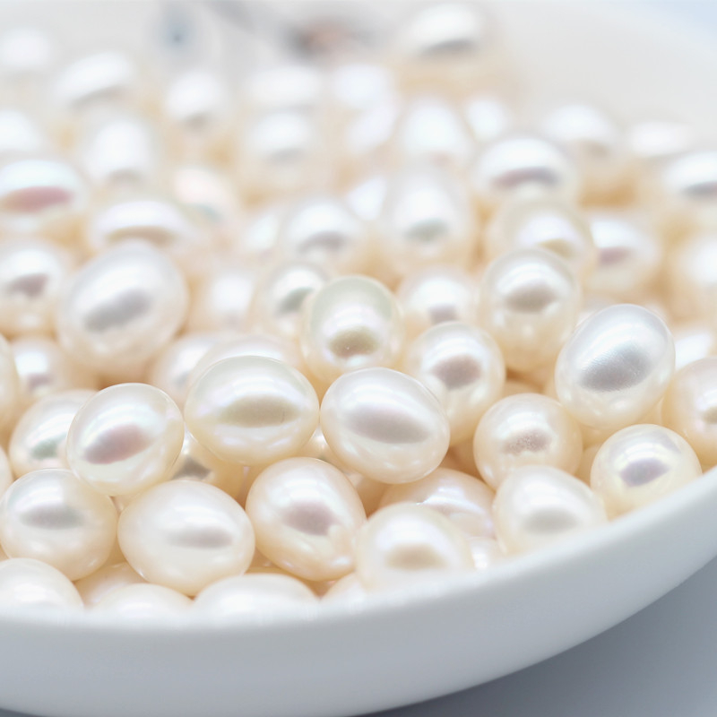 8-9mm Rice(Oval) Baroque Purple Freshwater Loose Pearls Beads(XL110053)