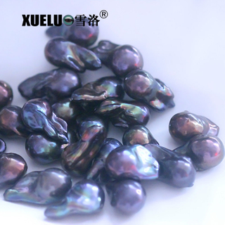 14-16mm Large Nucleated Baroque Black Freshwater Loose Pearls Beads(XL110042)