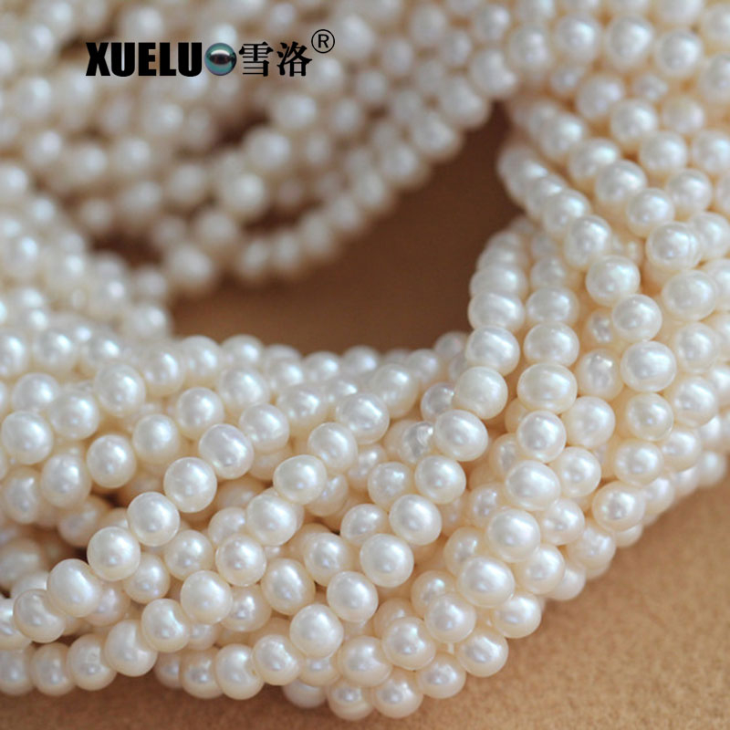 5-6mm a Quality Round Natural Genuine Cultured Fresh Water Pearl Strings (XL180009)