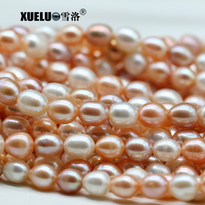 8-9mm Multicolor Oval / Rice Shape Natural Cultured Freshwater Pearl Strings(XL180019)
