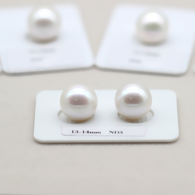 13-14mm Large Perfect Round White Freshwater Loose Pearls Beads(XL110060)