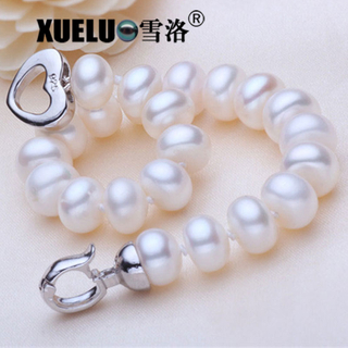 Classic 9-10mm Real Natural Genuine Cultured Freshwater Pearl Bracelet(XL150021)