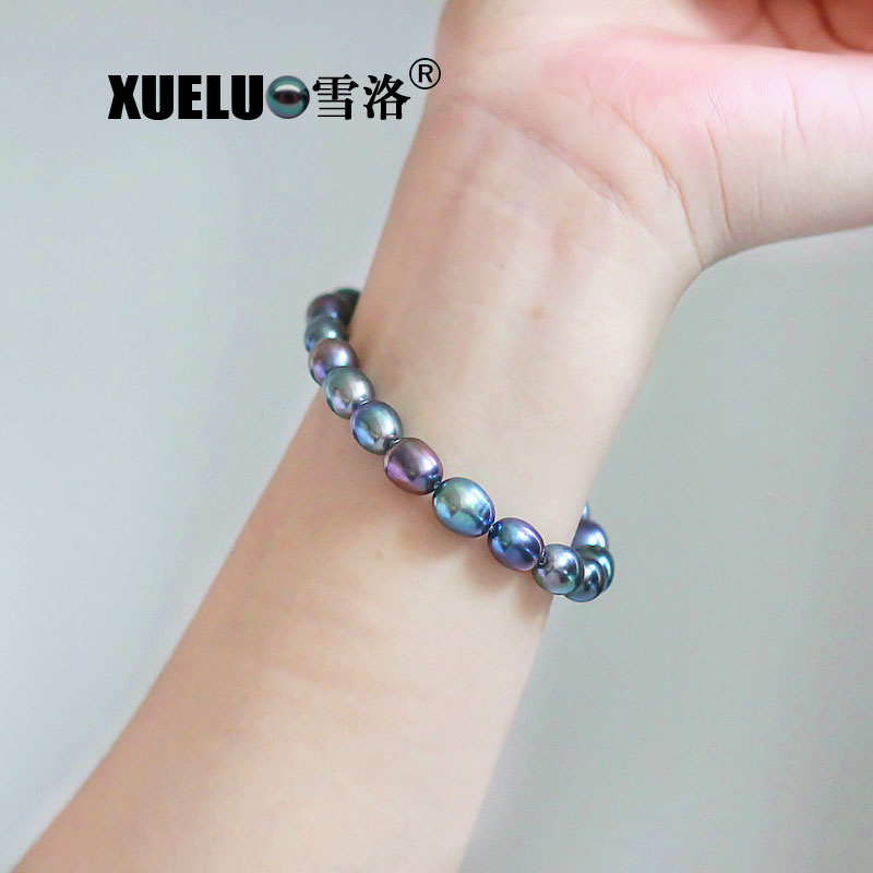 Fashion Jewelry Stretch Oval High Quality Cultured Fresh Water Pearl Bracelet (XL150116)
